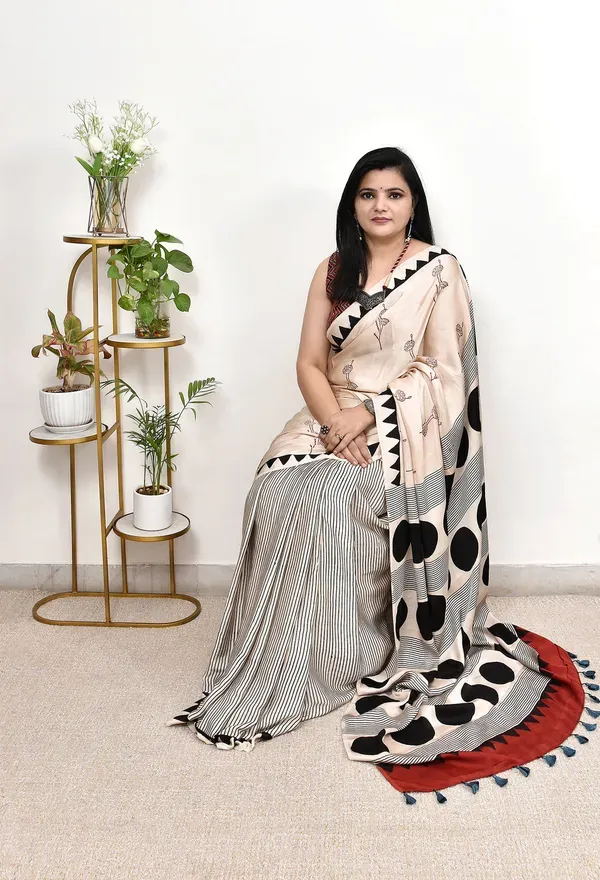 Cream__saree