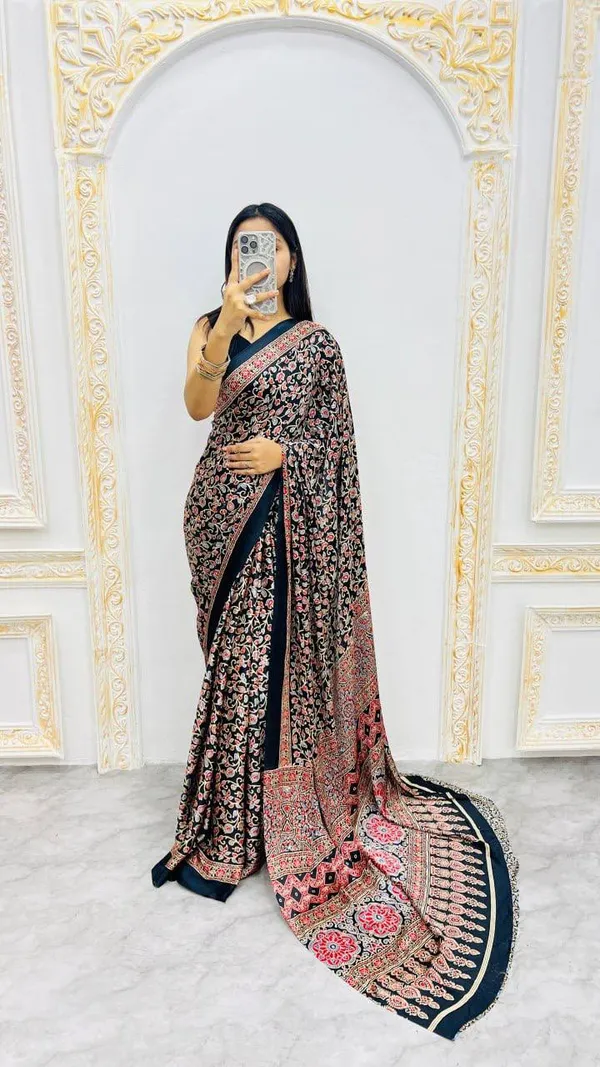 Black_And_Red_Modal_Silk_Saree_For_Women