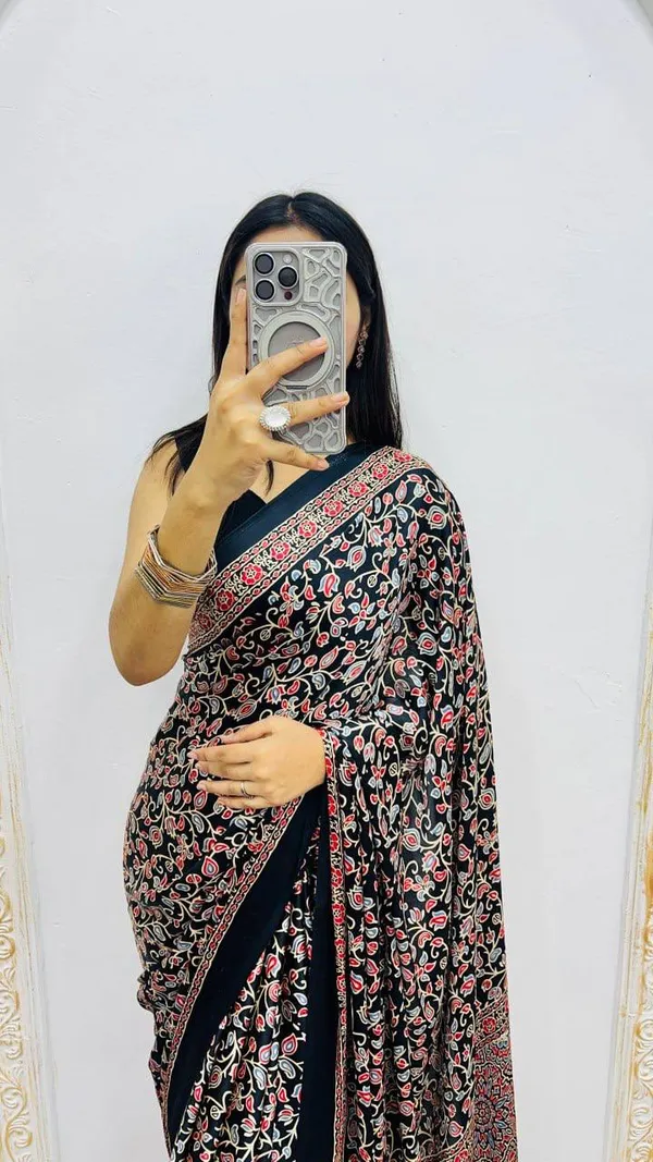 Black_And_Red_Modal_Silk_Saree_For_Women