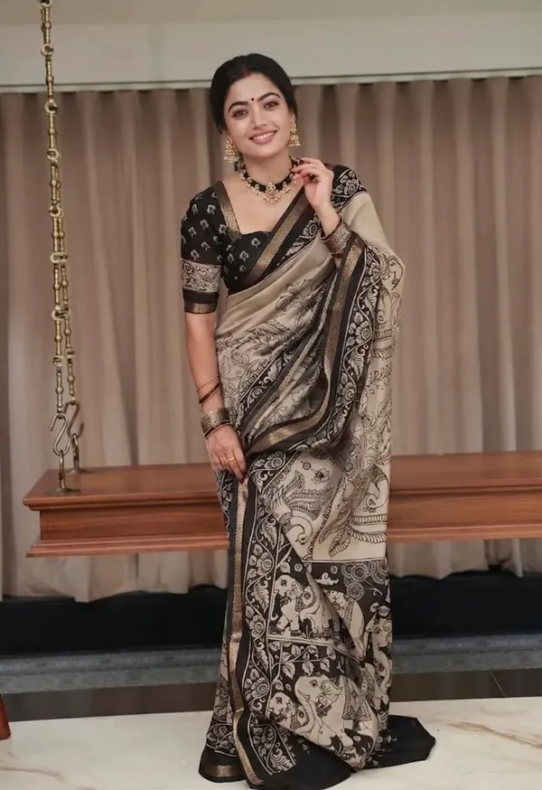 Gray_And_Cream_Cotton_Silk_Saree_For_Women
