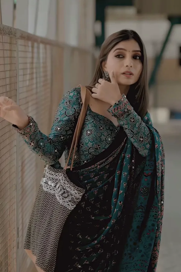 Green_Ajarakh_Modal_silk_louts_Mirror_Work_Saree_for_Women