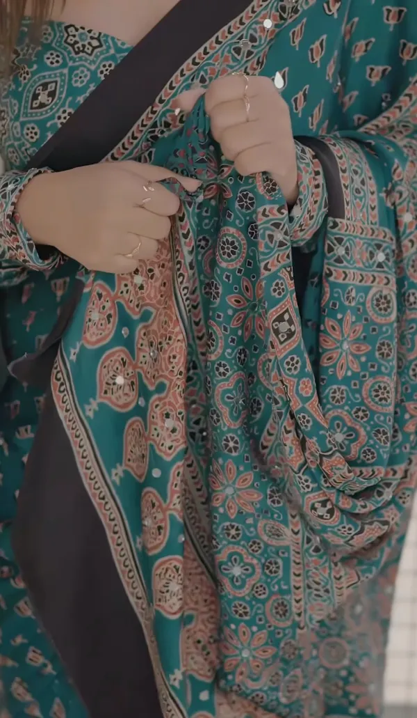 Green_Ajarakh_Modal_silk_louts_Mirror_Work_Saree_for_Women