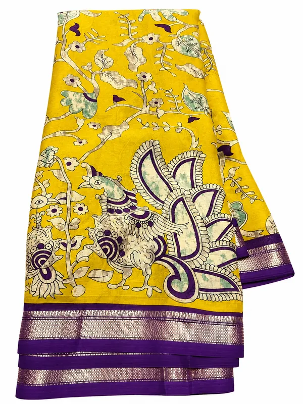 Heavy_Marsh_Mellow_Kalamkari_Designer_Saree_with_blouse_Piece