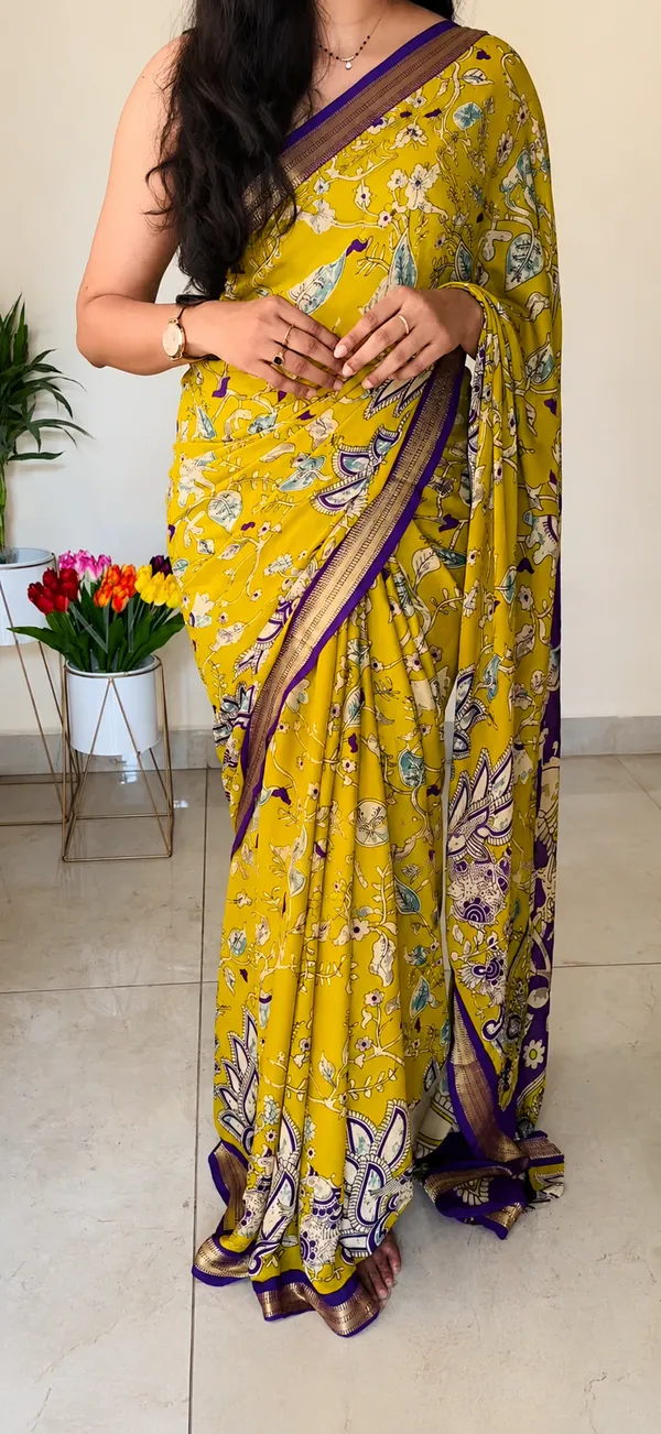 Heavy_Marsh_Mellow_Kalamkari_Designer_Saree_with_blouse_Piece