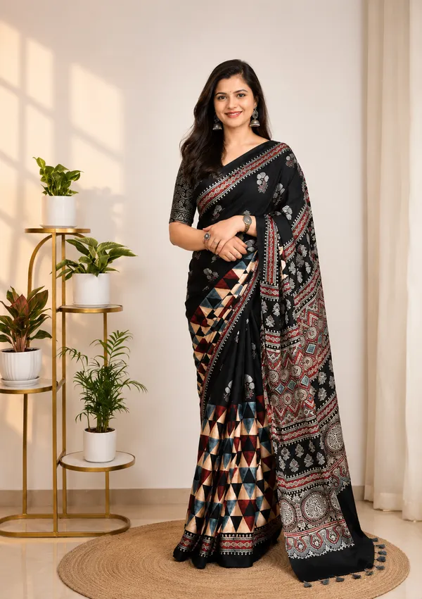 Black_And_Red_Pure_Modal_Silk_Saree_For_Women