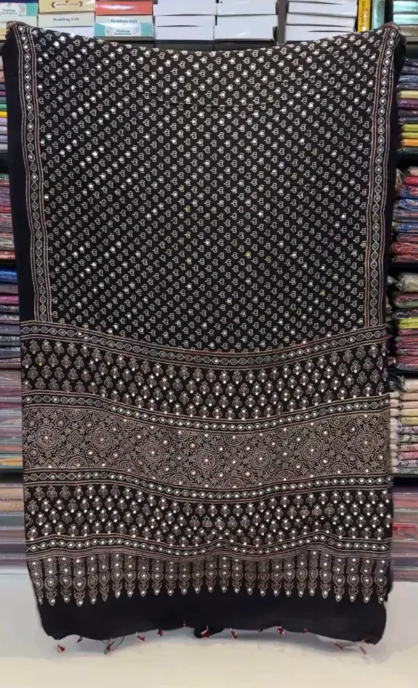 Jiya_lotus_Designer_Black_Ajarakh_Saree_with_blouse_Piece_