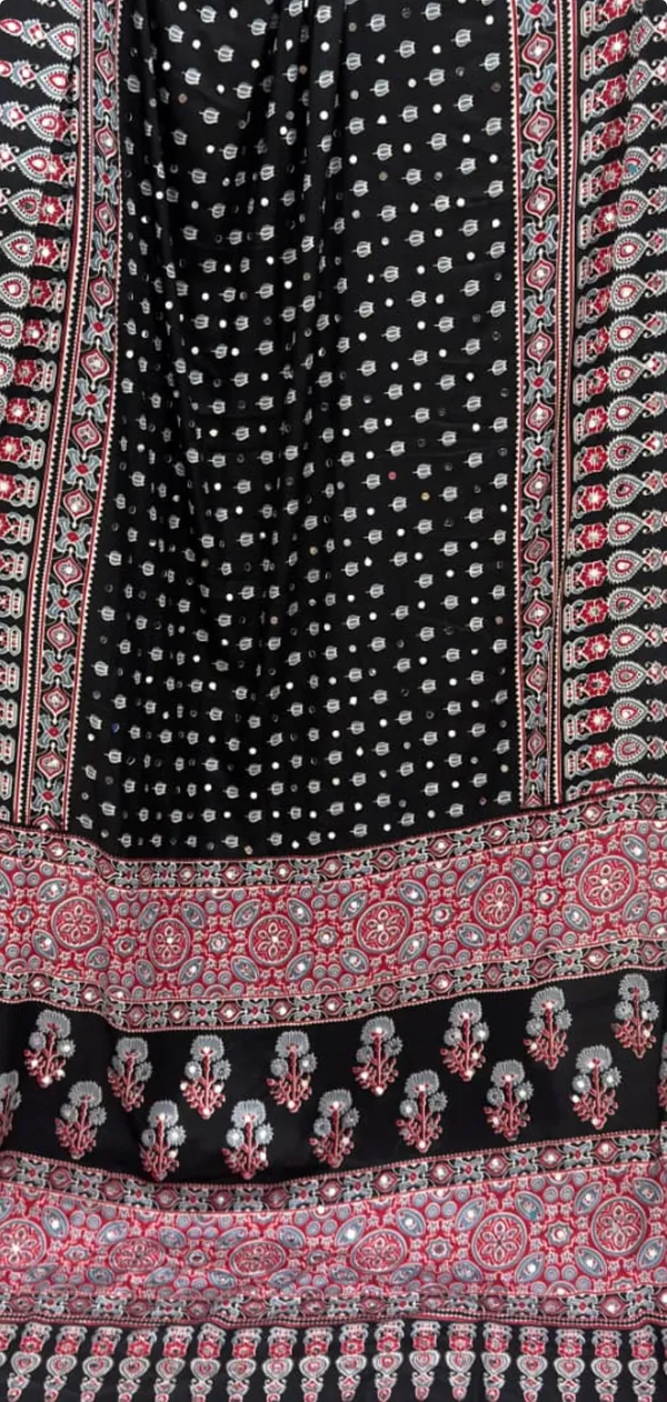 Ruhani_Black_Ajrakh_printed_saree_with_mirror_work_and_blouse_set