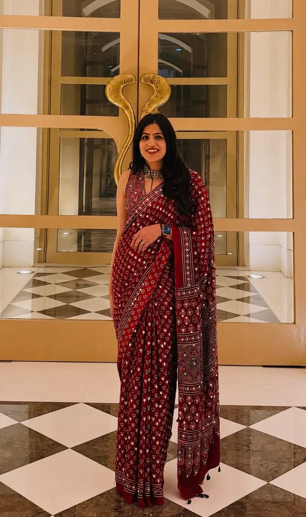 Trending_Ajarakh_Modal_silk_louts_Mirror_Work_Saree_for_Women