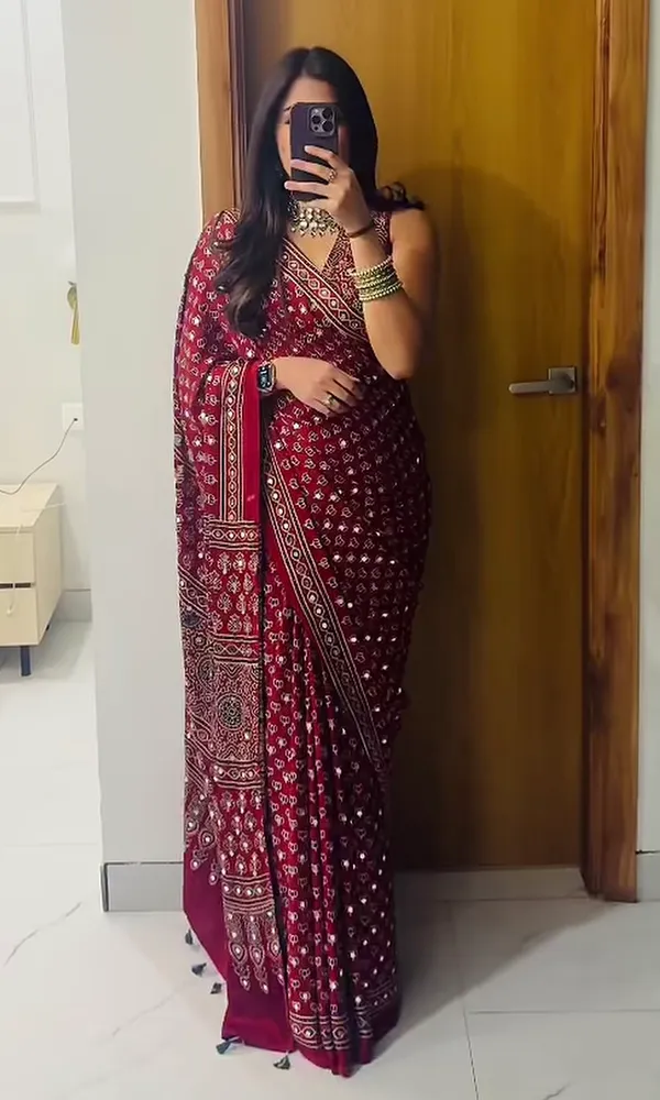 Trending_Ajarakh_Modal_silk_louts_Mirror_Work_Saree_for_Women