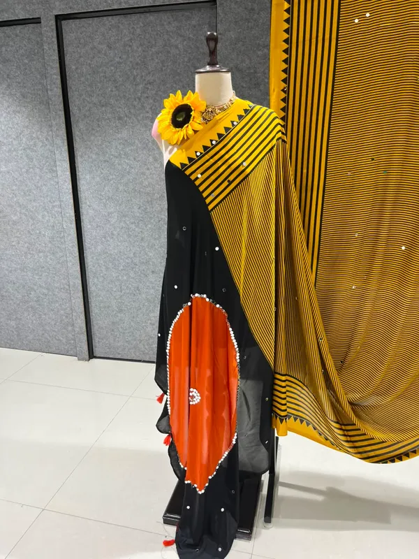 Yellow_Gajji_Silk_Saree_With_Real_Mirror_Work