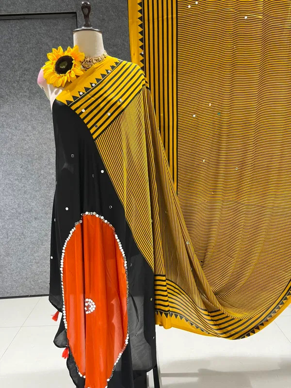 Yellow_Gajji_Silk_Saree_With_Real_Mirror_Work