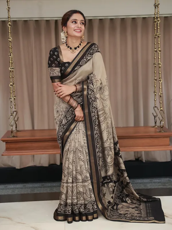 Black_Cotton_Silk_Elephant__Design_Saree