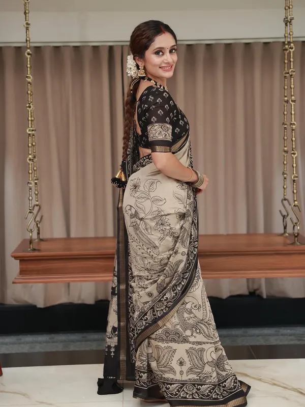 Black_Cotton_Silk_Elephant__Design_Saree