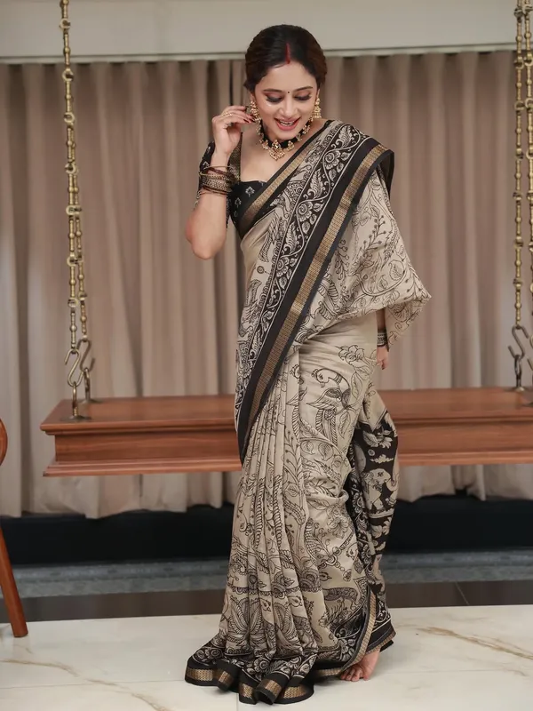 Black_Cotton_Silk_Elephant__Design_Saree