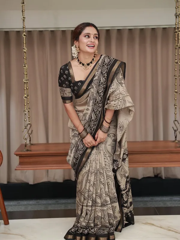 Black_Cotton_Silk_Elephant__Design_Saree