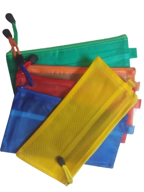 Multicolor_Zipper_Pouch_Pen_Pencil_Stationary_Case_Travel_Document_Holder_Cosmetics_Bag_Colour_May_Vary_23_5Cm_X_11Cm_Set_Of_5