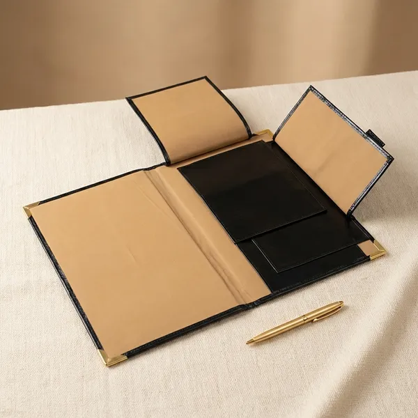 Black_Army_Dak_Pad_Folder_Size_15_X_10_5_Inch_Golden_Steel_Corner_Walcro_Closure_File_Binder_Four_Flapper_Color