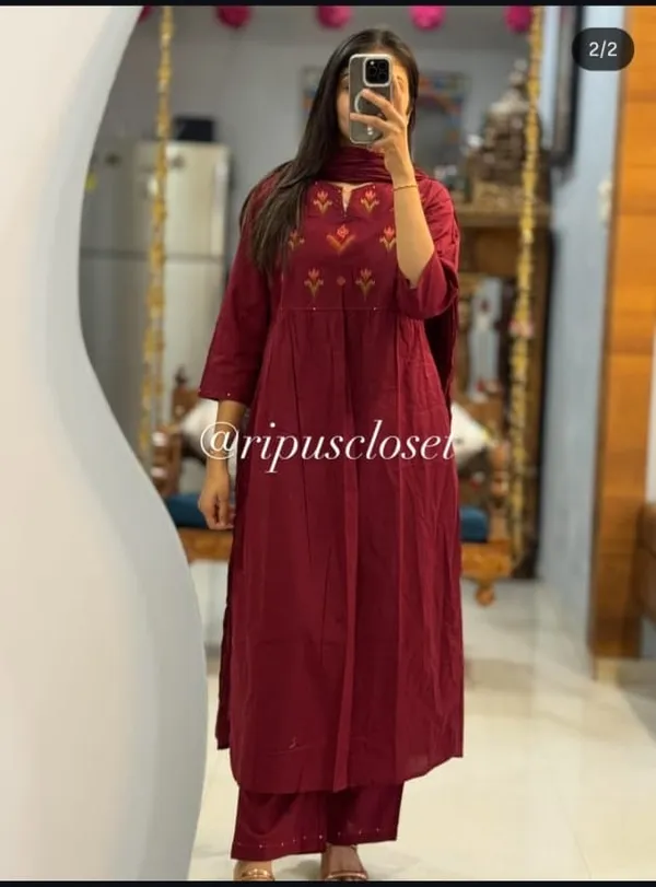 Maroon_Embroidered_Anarkali_Kurta_Set_With_Dupatta