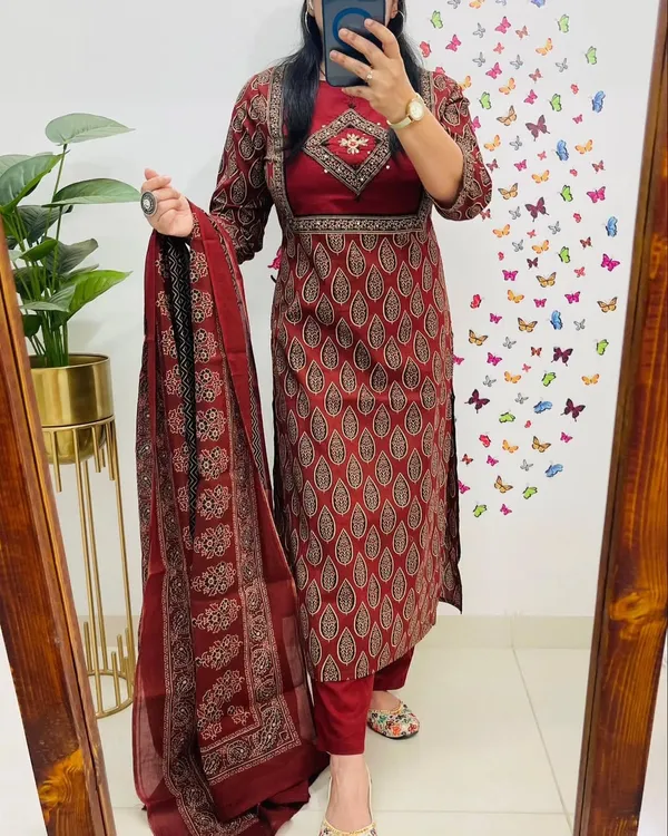 Maroon_Ethnic_Printed_Salwar_Suit_Set_With_Dupatta