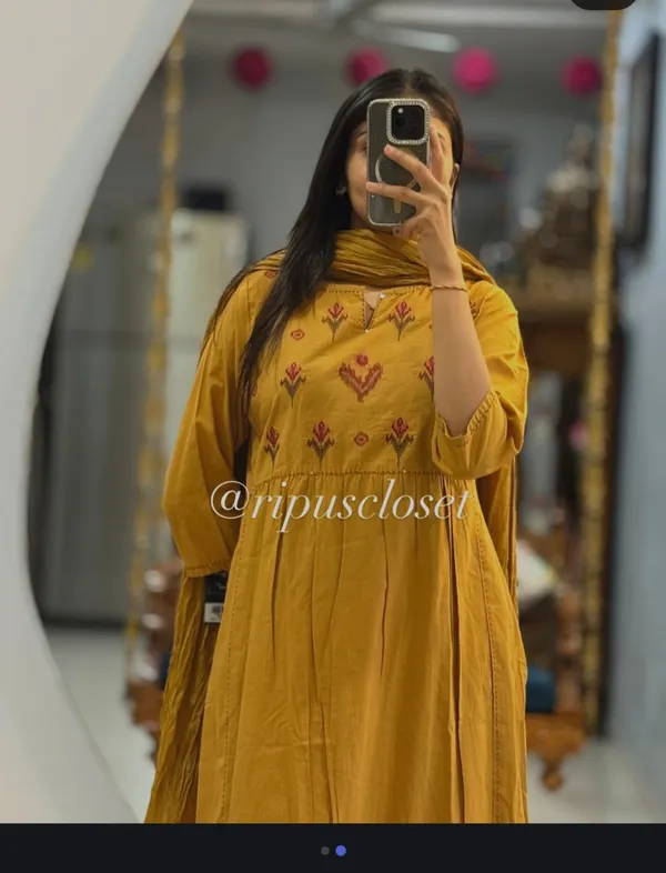 Mustard_Yellow_Embroidered_Anarkali_Kurta_Set_With_Dupatta