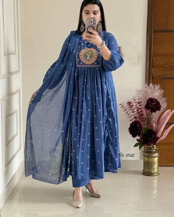 Blue_Embroidered_Anarkali_Suit_With_Peacock_Motif_And_Dupatta_Set