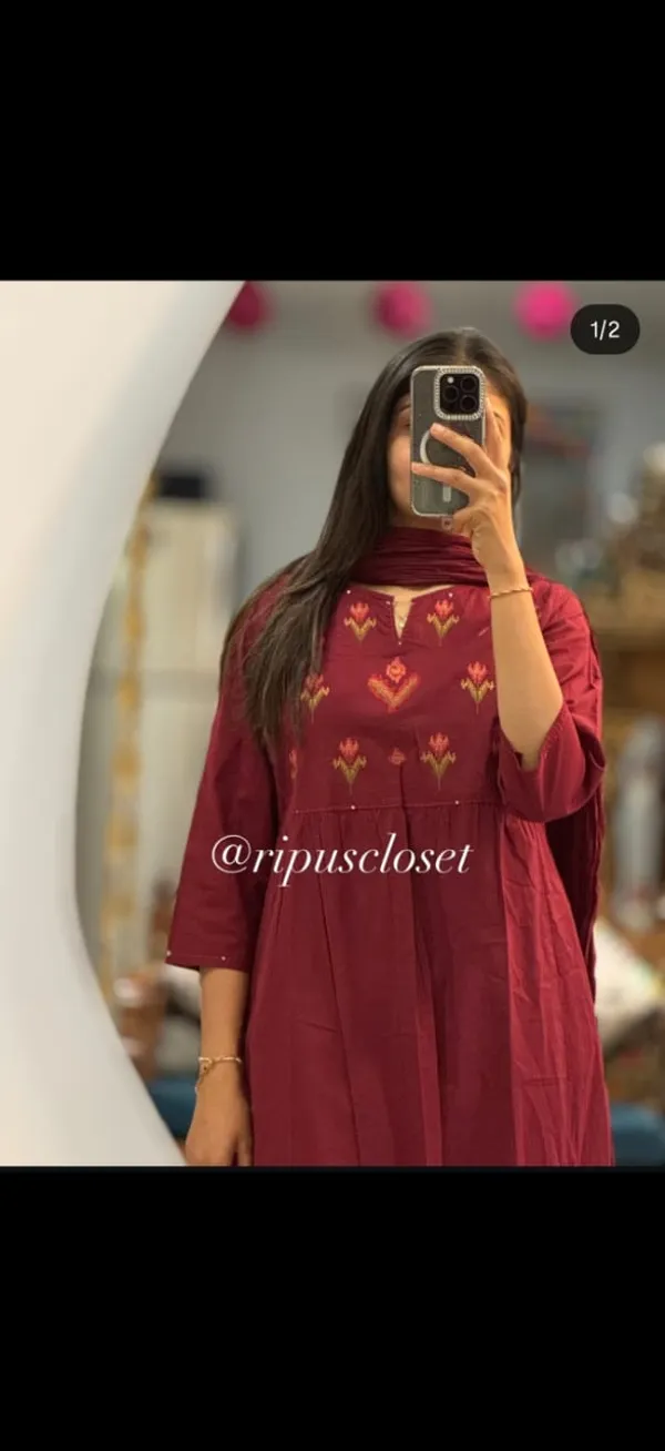 Maroon_Embroidered_Anarkali_Kurta_Set_With_Dupatta