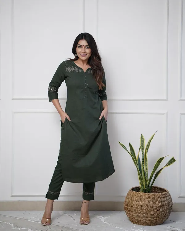 Bottal_Green_Kurti_With_Pant