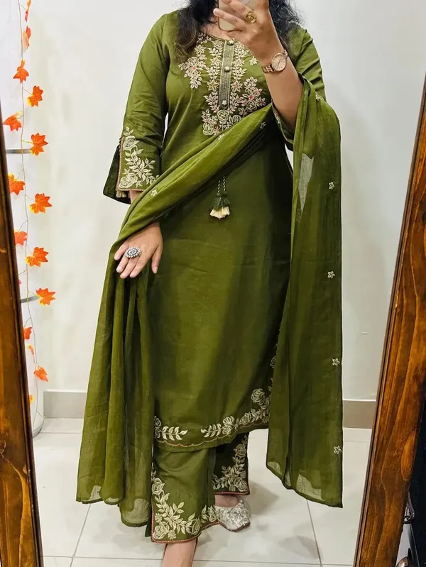 Green_New_Emboridery_Kurti_With_Pant_And_Duppta_Sat
