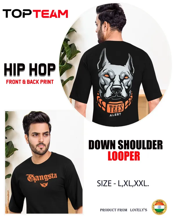 Hip_Hop_Gangsta_Down_Shoulder_Looper_T-Shirt_With_Front_&_Back_Print