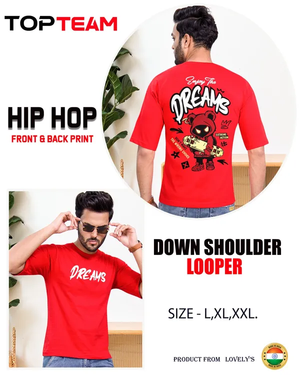 Hip_Hop_Dreams_Red_Oversized_T-Shirt_-_Down_Shoulder_Looper