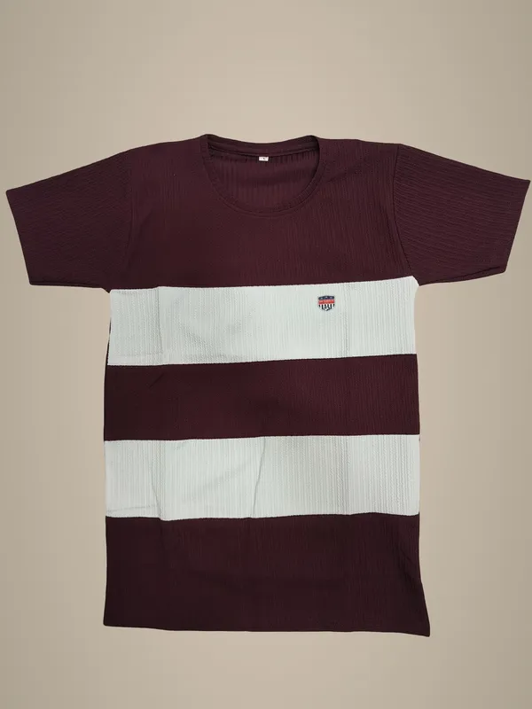 Maroon_&_White_Striped_Half_Sleeve_T-Shirt