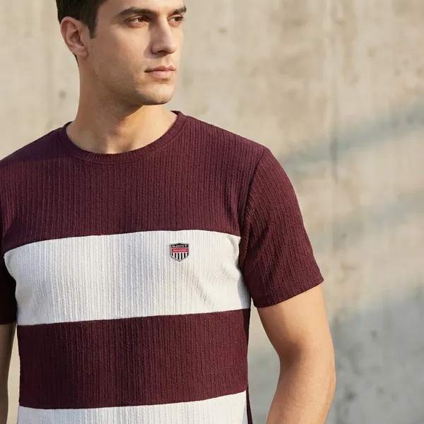 Maroon_&_White_Striped_Half_Sleeve_T-Shirt