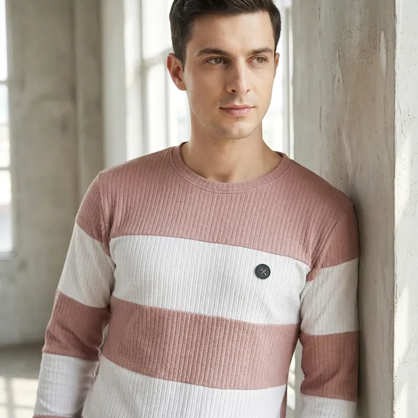 Striped_Full_Sleeve_T-Shirt_For_Men_-_Brown_&_White
