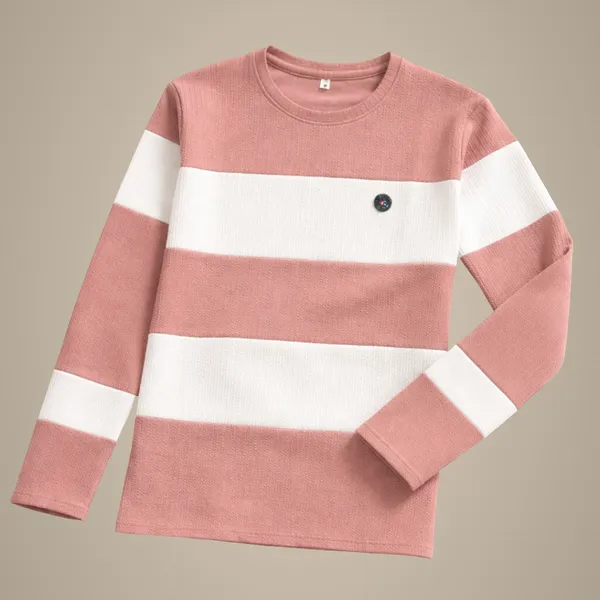 Pink_And_White_Striped_Long_Sleeve_T-Shirt_For_Women