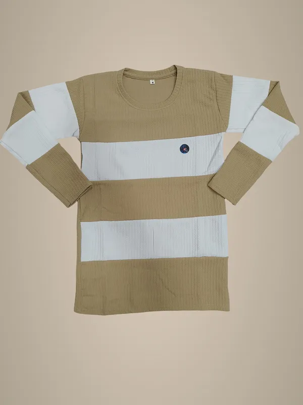 Men'S_Striped_Full_Sleeve_T-Shirt_-_Beige_And_White