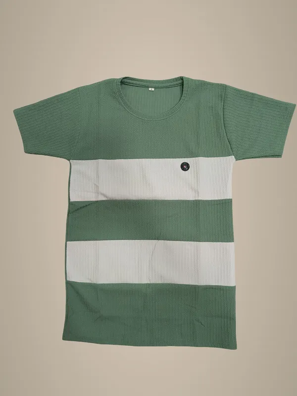 Green_And_White_Striped_Ribbed_T-Shirt_For_Men