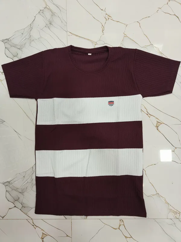 Maroon_&_White_Striped_Half_Sleeve_T-Shirt