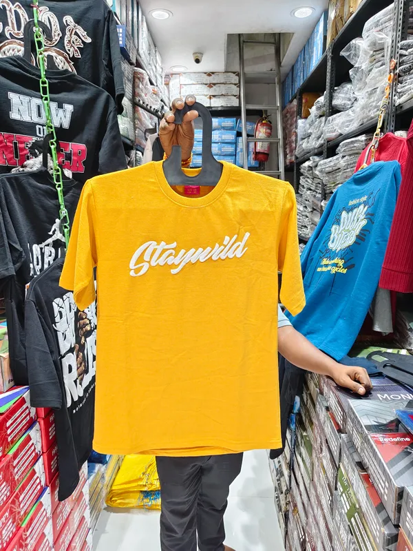 Staywild_Graphic_Print_T-Shirt_-_Yellow