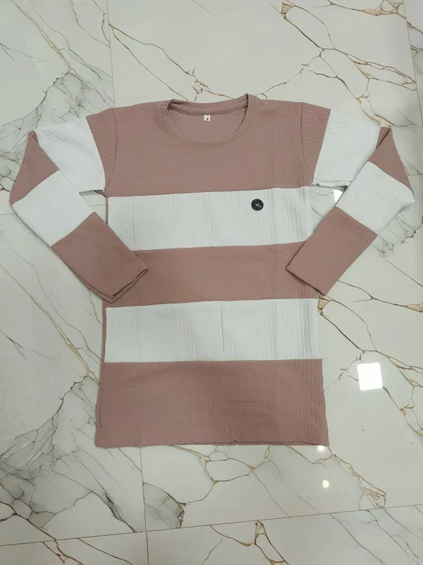 Striped_Full_Sleeve_T-Shirt_For_Men_-_Brown_&_White