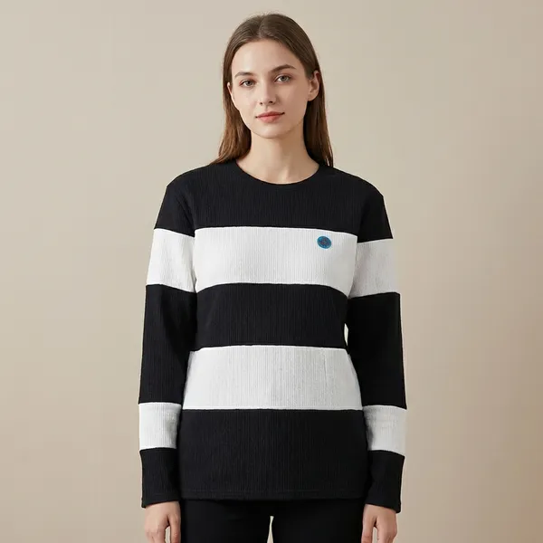 Black_And_White_Striped_Long_Sleeve_T-Shirt_With_Emoji_Badge