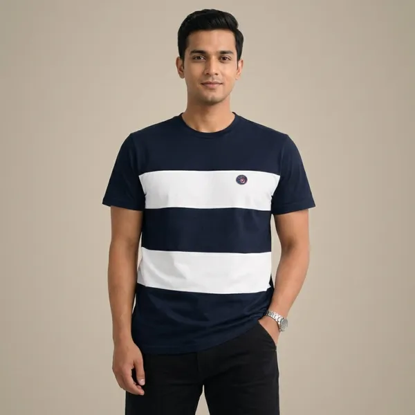 Navy_Blue_And_White_Striped_T-Shirt_For_Men