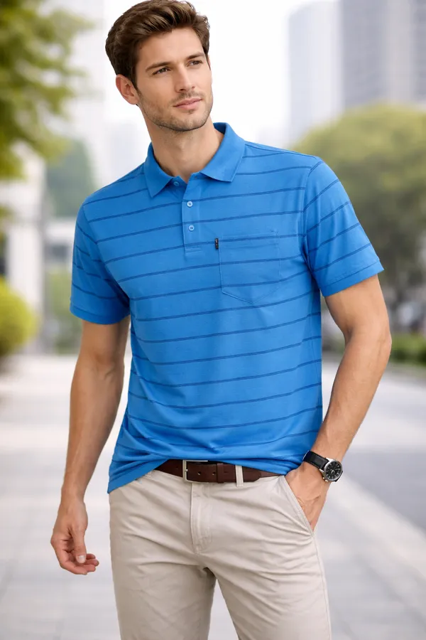 Men'S_Long_Sleeve_Striped_Polo_T-Shirt_With_Half_Zip_-_Dusty_Pink
