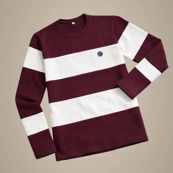 Maroon_And_White_Striped_Long_Sleeve_T-Shirt_For_Men