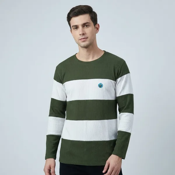 Striped_Long_Sleeve_T-Shirt_For_Men_-_Olive_Green_And_White