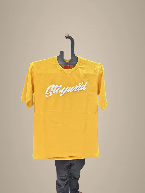 Staywild_Graphic_Print_T-Shirt_-_Yellow