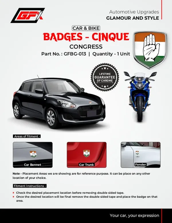 Congress_Party_Symbol_Badge_Chrome_Finish_Car_And_Bike_Emblem