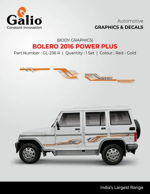 Mahindra_Bolero_2016_Power_Plus_Body_Graphics_Decals_Red_And_Gold