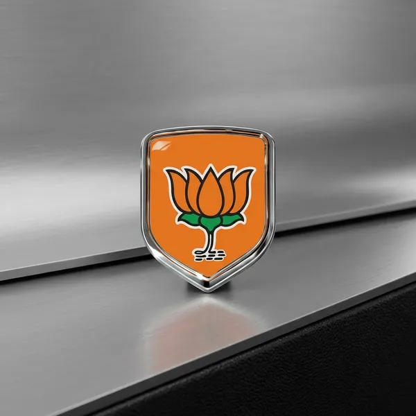 Bjp_Lotus_Badge_Chrome_Finish_Political_Party_Emblem_For_Car_And_Bike
