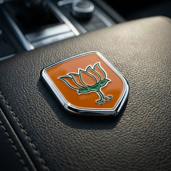 Bjp_Lotus_Badge_Chrome_Finish_Political_Party_Emblem_For_Car_And_Bike