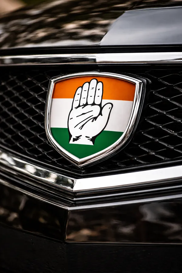 Congress_Party_Symbol_Badge_Chrome_Finish_Car_And_Bike_Emblem